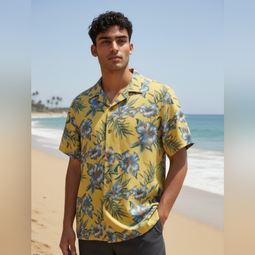 Cactus Yellow Floral Tropical Men's Shirt